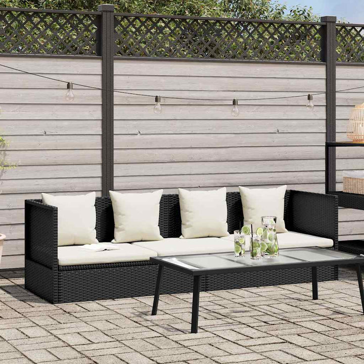 haveseng med hynde og puder polyrattan sort