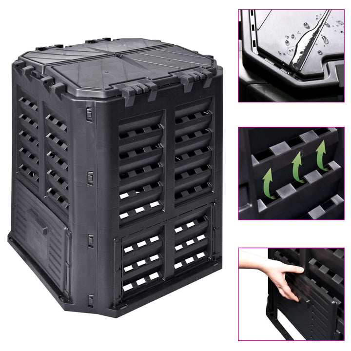 kompostbeholder 68,9x68,9x83,9 cm 360 l sort