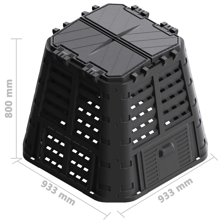 kompostbeholder 93,3x93,3x80 cm 480 l sort