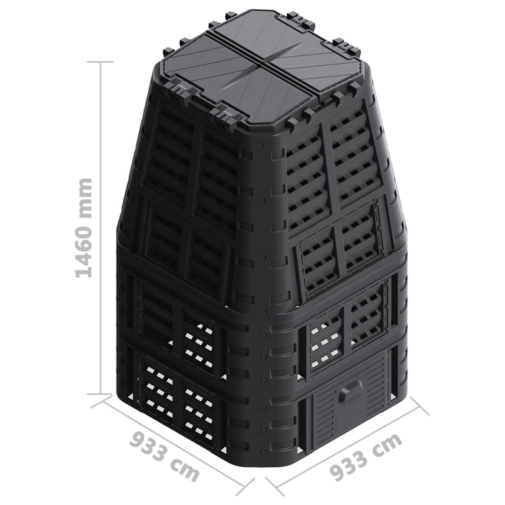 kompostbeholder 93,3x93,3x146 cm 1000 l sort