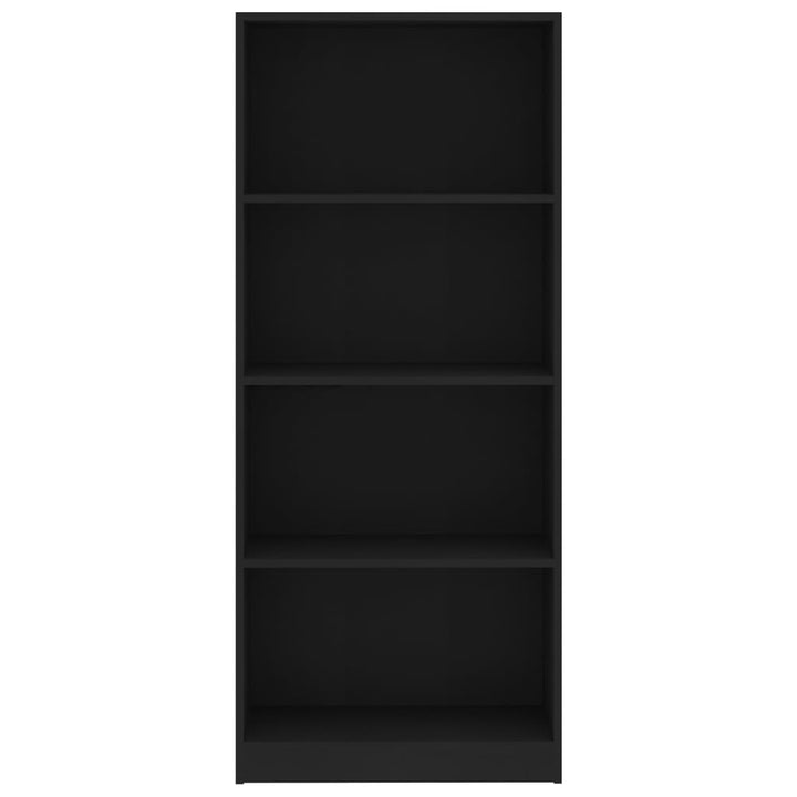 bogreol med 4 hylder 60x24x142 cm konstrueret træ sort