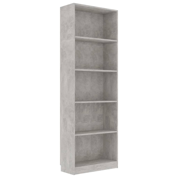 bogreol 60x24x175 cm 5 hylder konstrueret træ betongrå