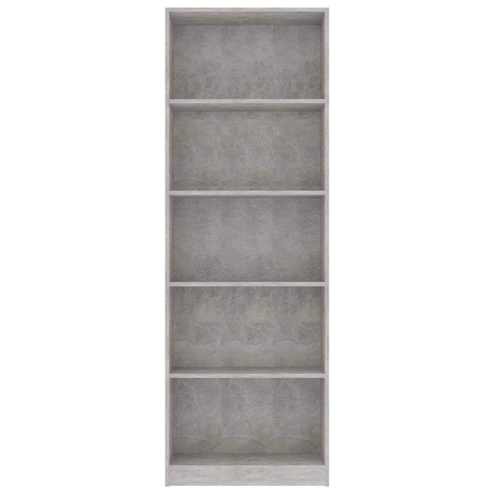 bogreol 60x24x175 cm 5 hylder konstrueret træ betongrå