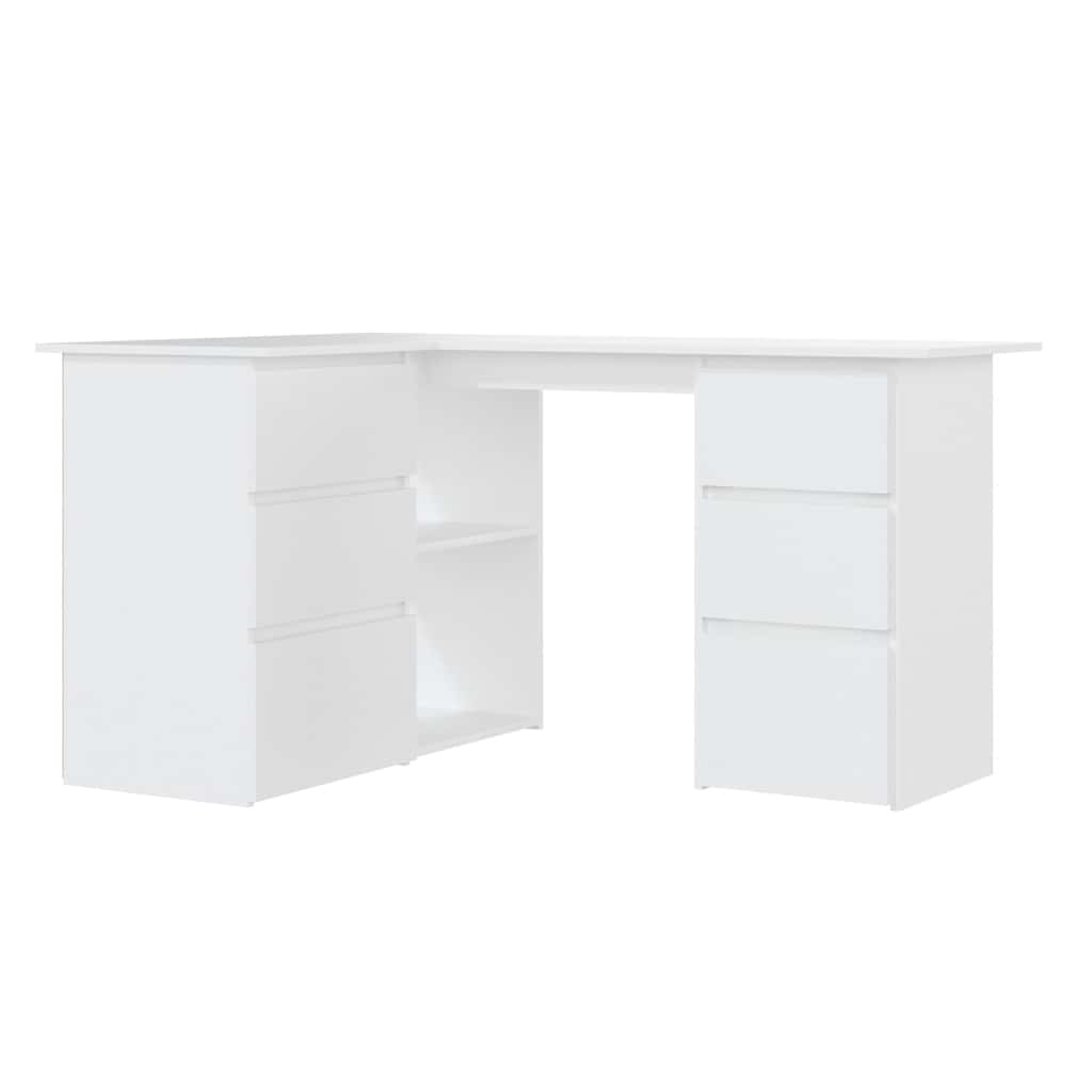 skrivebord til hjørne 145x100x76 cm konstrueret træ hvid
