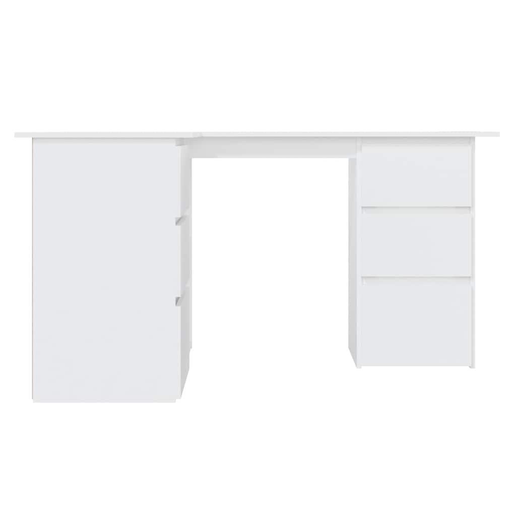 skrivebord til hjørne 145x100x76 cm konstrueret træ hvid