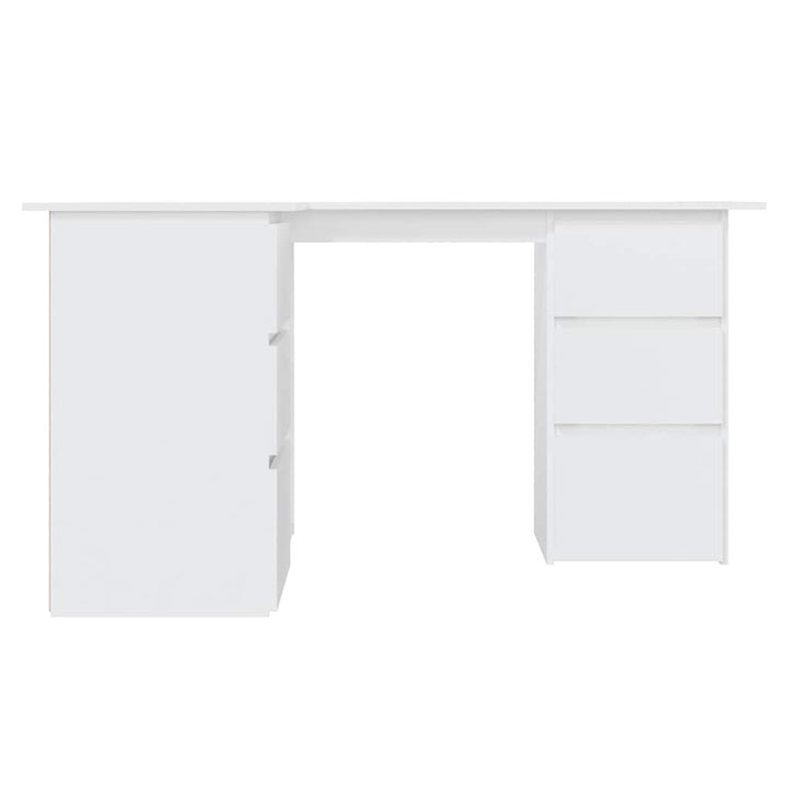 skrivebord til hjørne 145x100x76 cm konstrueret træ hvid