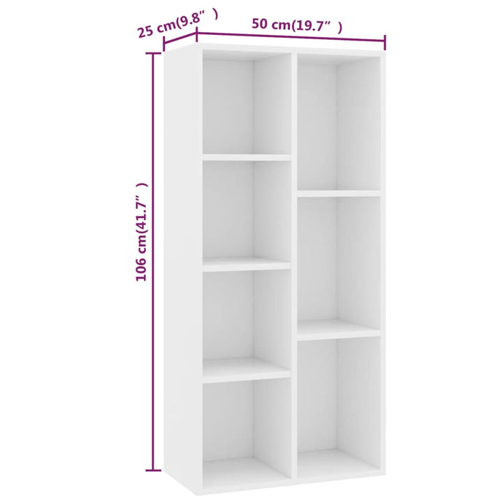 bogreol 50x25x106 cm konstrueret træ hvid