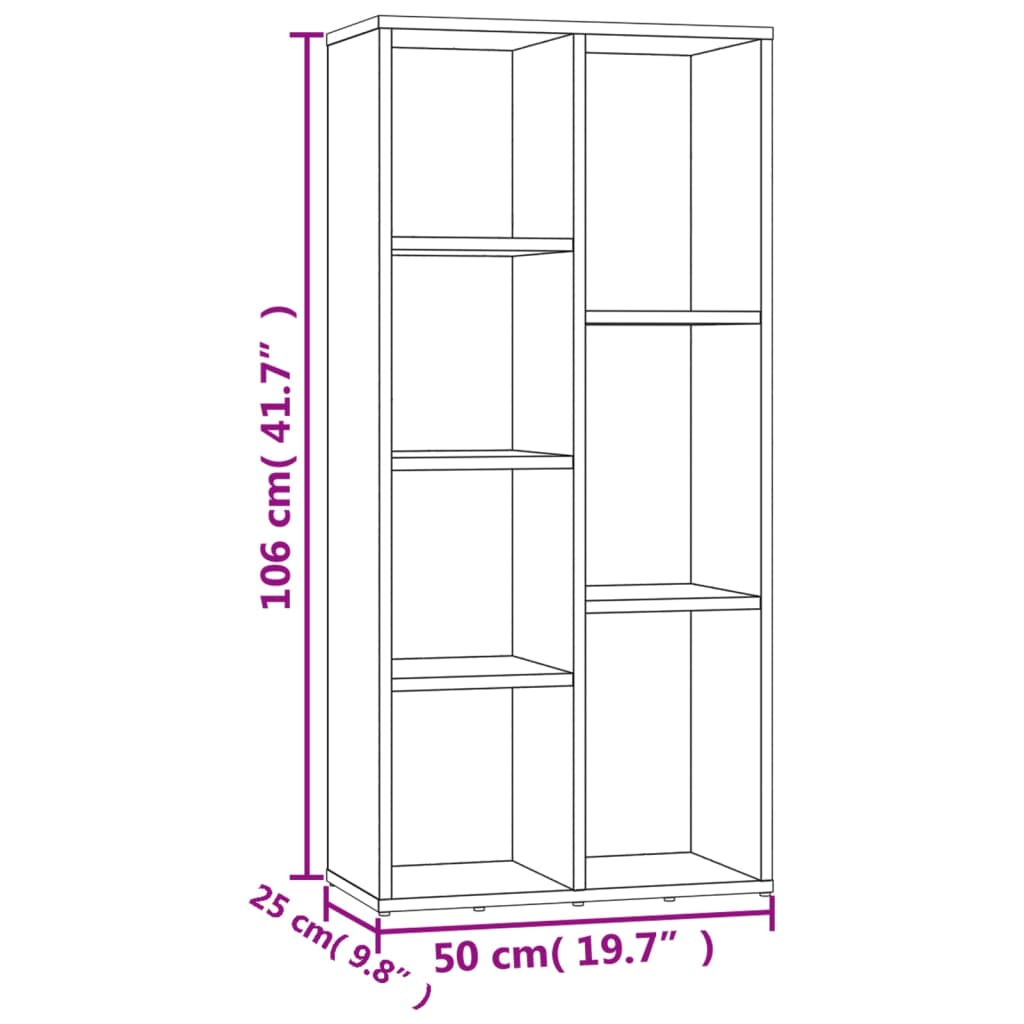 bogreol 50x25x106 cm konstrueret træ sonoma-eg