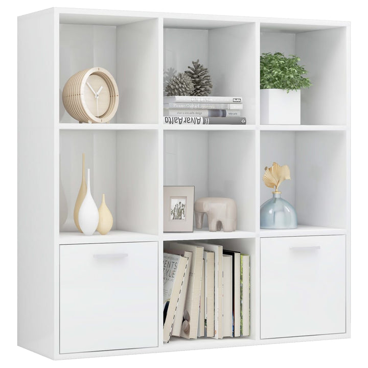 bogreol 98x30x98 cm konstrueret træ hvid højglans