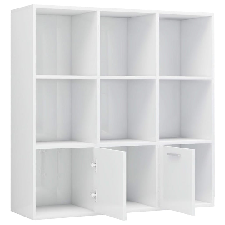 bogreol 98x30x98 cm konstrueret træ hvid højglans