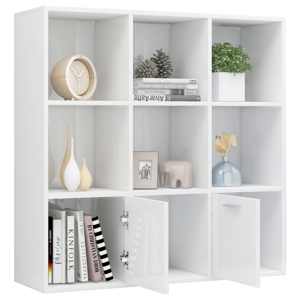 bogreol 98x30x98 cm konstrueret træ hvid højglans
