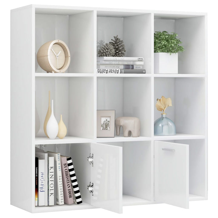 bogreol 98x30x98 cm konstrueret træ hvid højglans
