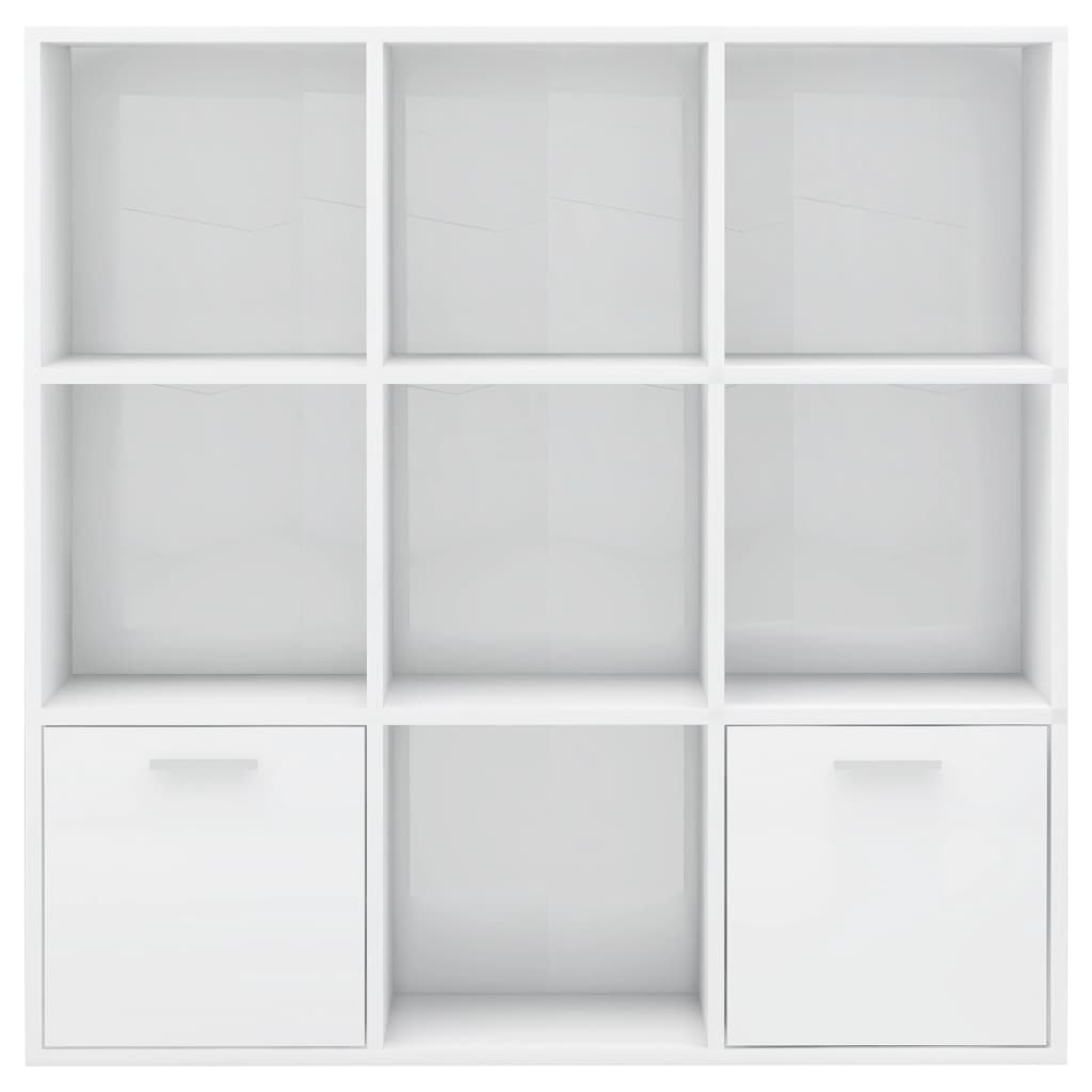 bogreol 98x30x98 cm konstrueret træ hvid højglans