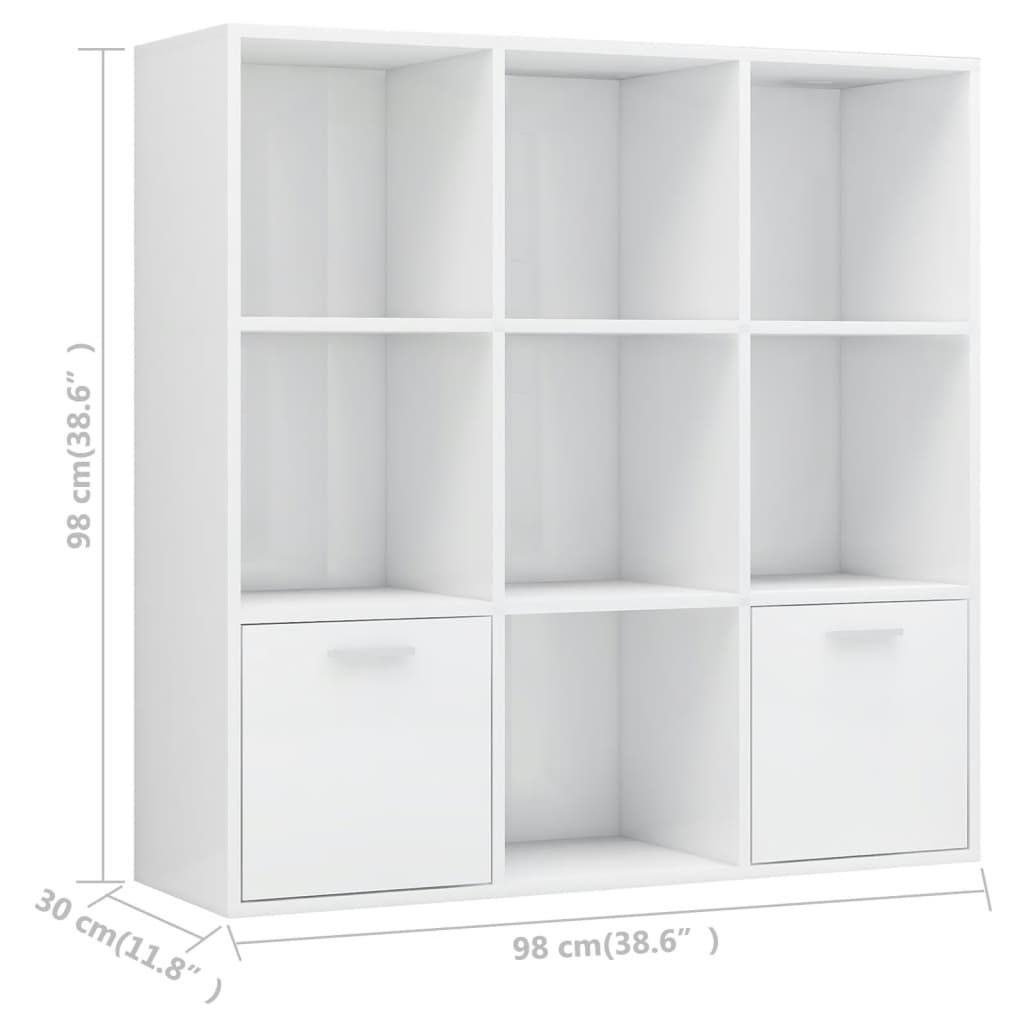 bogreol 98x30x98 cm konstrueret træ hvid højglans