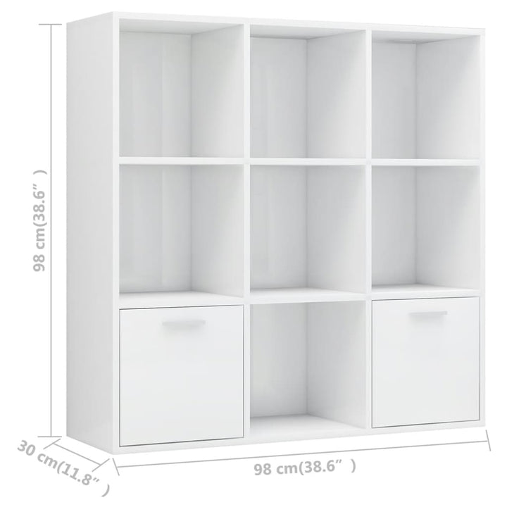 bogreol 98x30x98 cm konstrueret træ hvid højglans