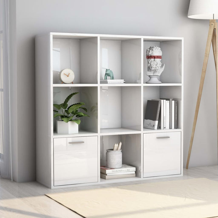 bogreol 98x30x98 cm konstrueret træ hvid højglans