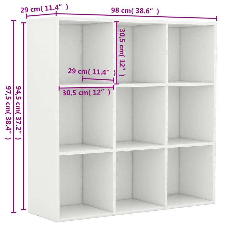 bogreol 98x29x97,5 cm konstrueret træ hvid