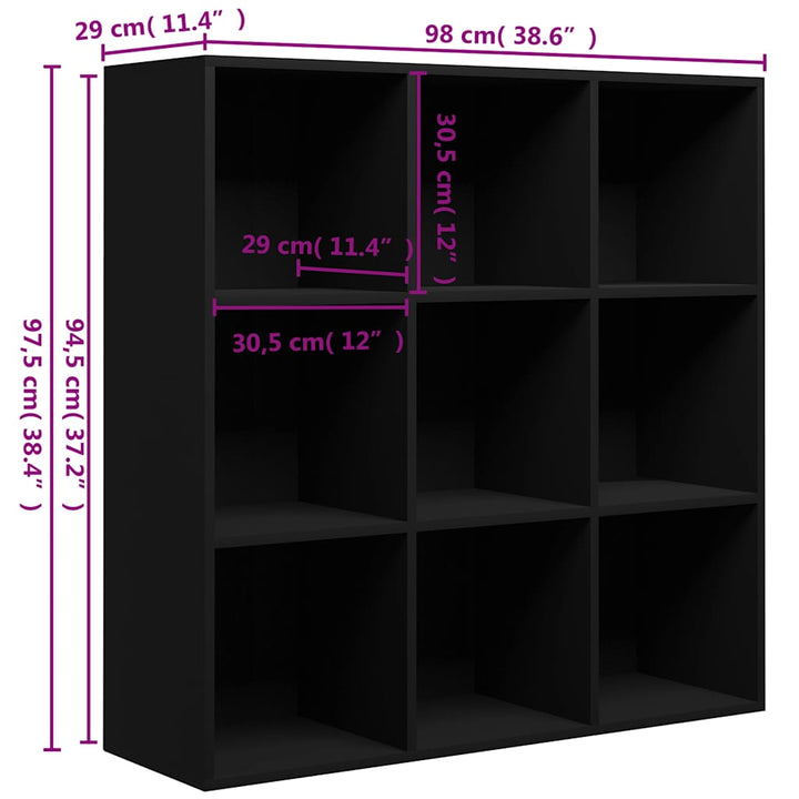 bogreol 98x29x97,5 cm konstrueret træ sort