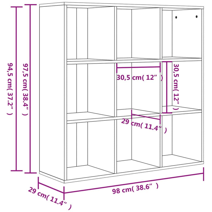 bogreol 98x29x97,5 cm konstrueret træ sonoma-eg