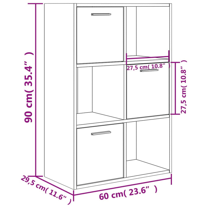 kontorreol 60x29,5x90 cm konstrueret træ sonoma-eg