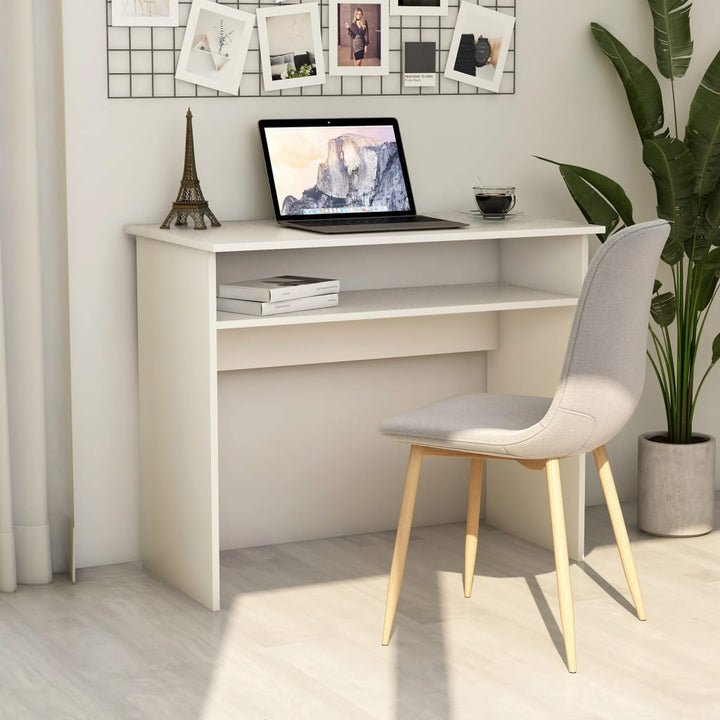 skrivebord 90x50x74 cm konstrueret træ hvid