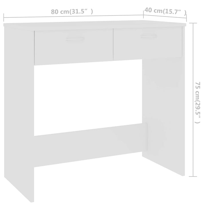 skrivebord 80x40x75 cm konstrueret træ hvid