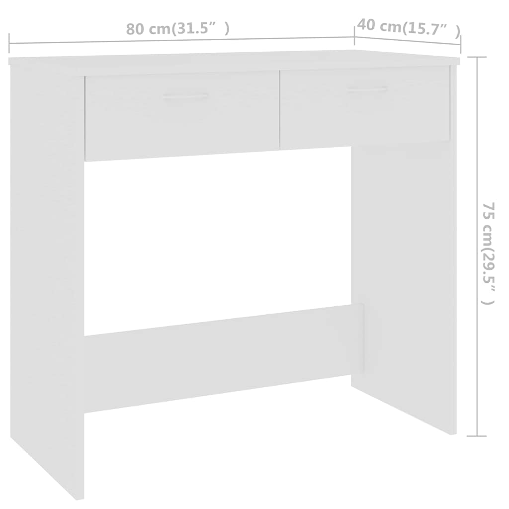 skrivebord 80x40x75 cm konstrueret træ hvid