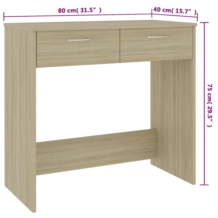 skrivebord 80x40x75 cm konstrueret træ sonoma-eg