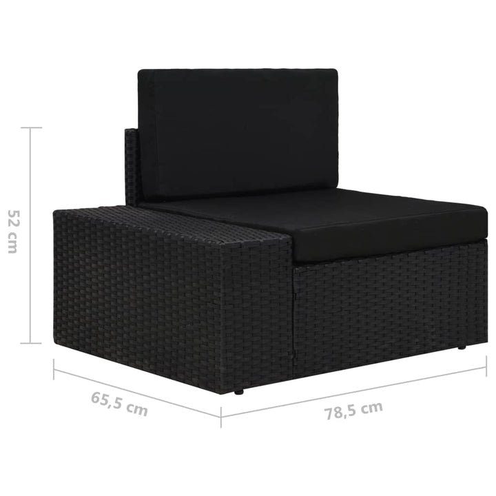 hjørnedel til sofa med højre armlæn polyrattan sort