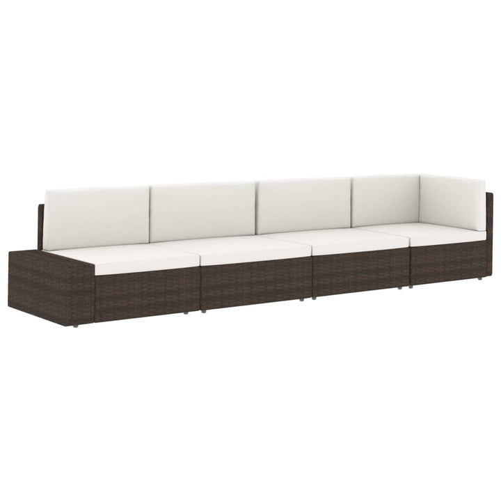 2-personers sofa modulær polyrattan brun
