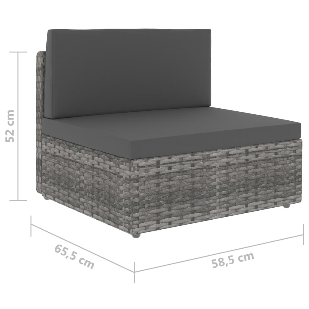 midtersæde til sofa polyrattan grå