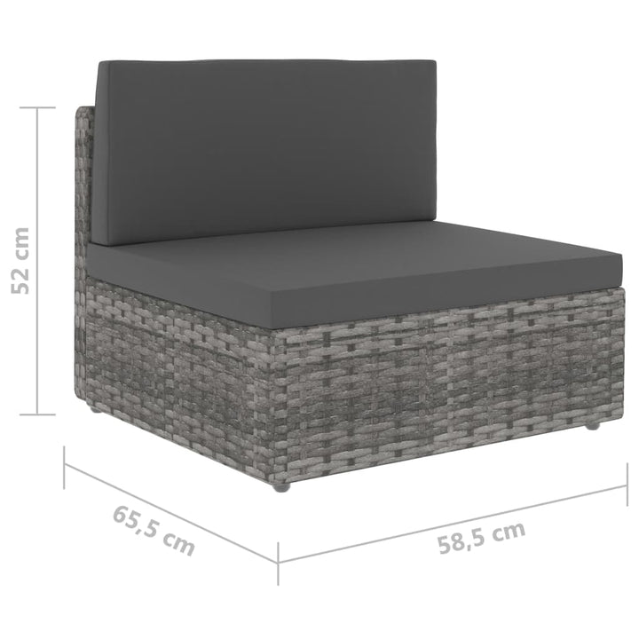 midtersæde til sofa polyrattan grå