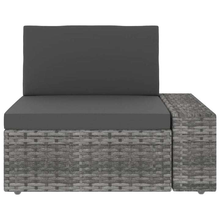 3-personers sofa modulær polyrattan grå