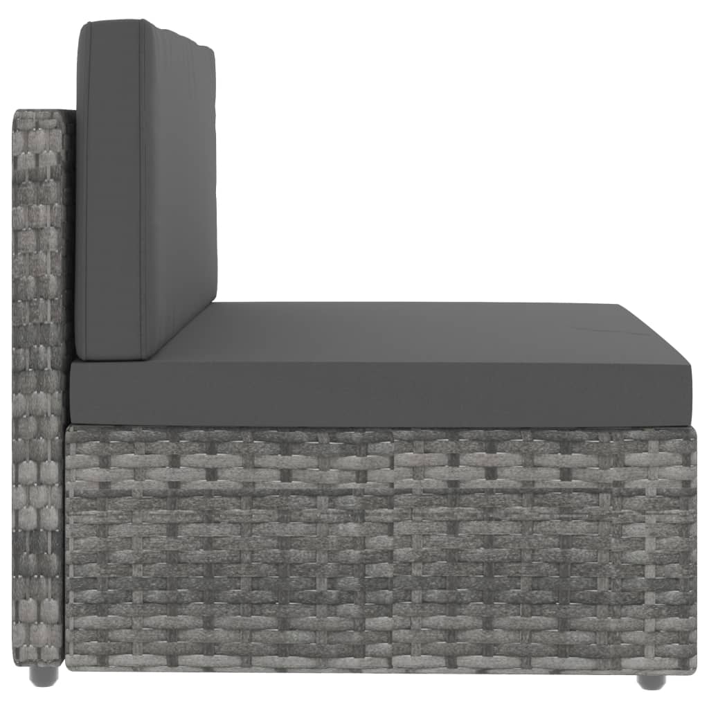 3-personers sofa modulær polyrattan grå