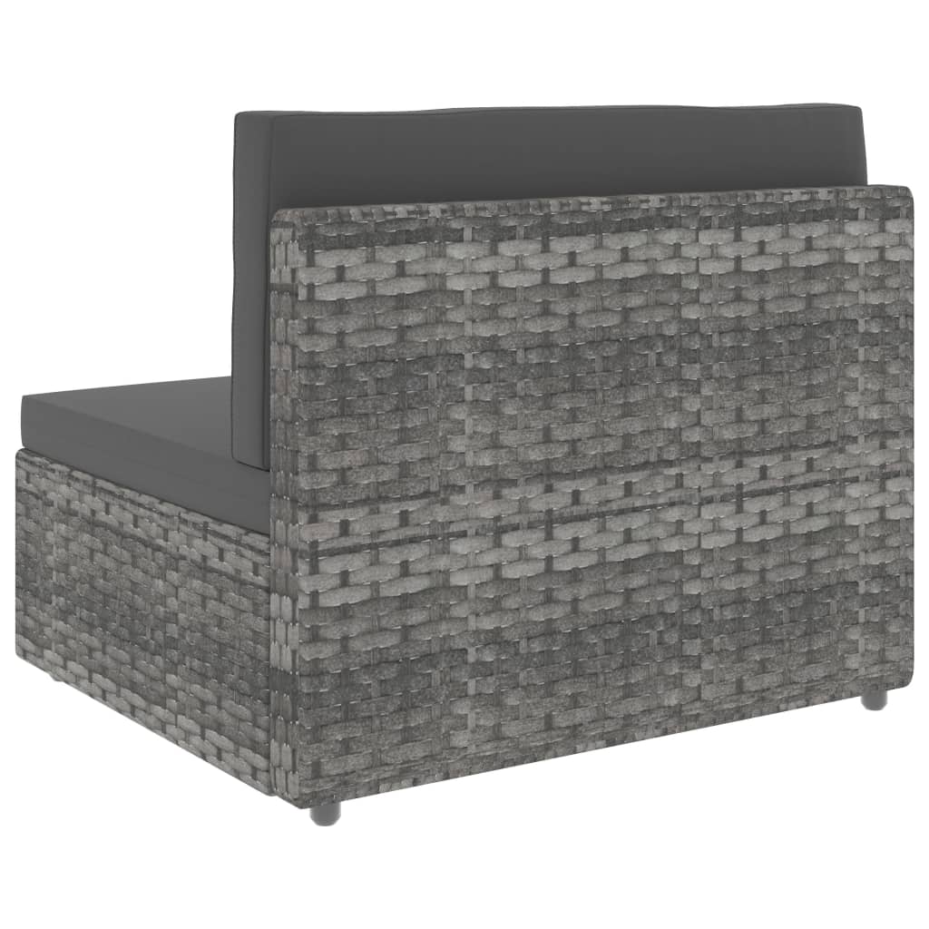 3-personers sofa modulær polyrattan grå