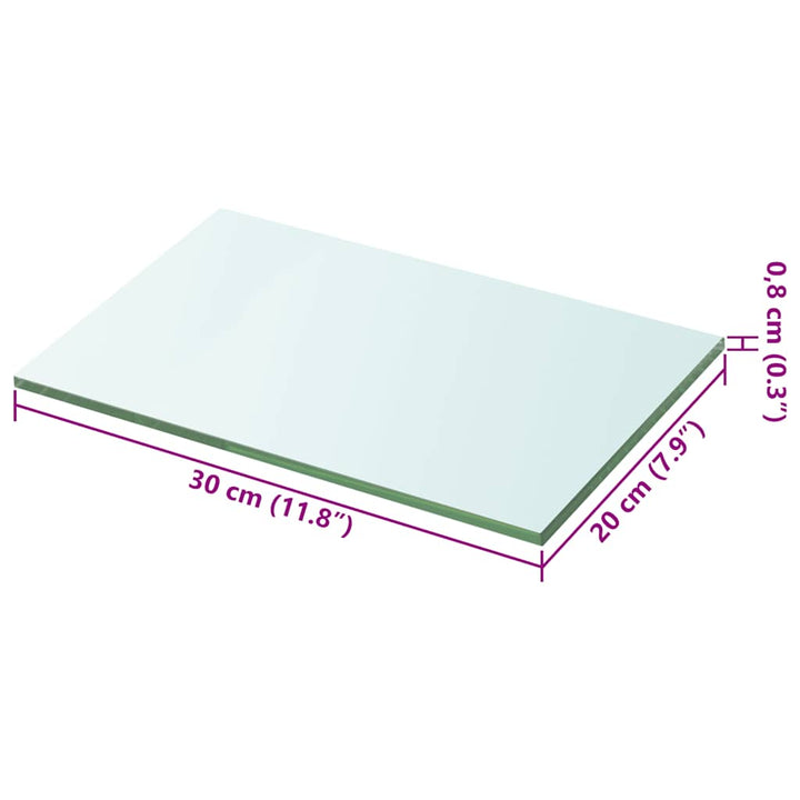 hylder 2 stk. glaspanel 20 x 30 cm klar