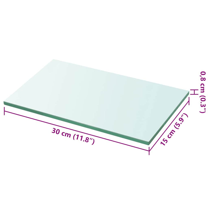 hylder 2 stk. glaspanel 30 x 15 cm klar
