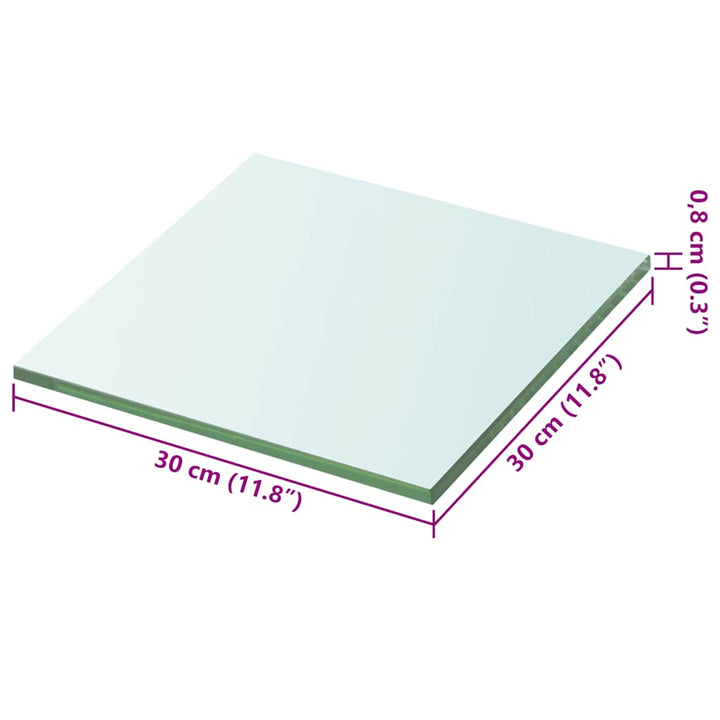 hylder 2 stk. glaspanel 30 x 30 cm klar