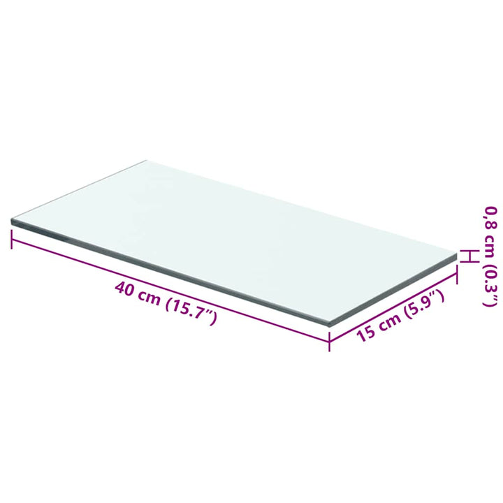 hylder 2 stk. glaspanel 40 x 15 cm klar