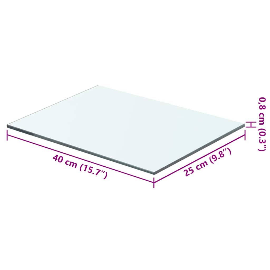 hylder 2 stk. glaspanel 40 x 25 cm klar