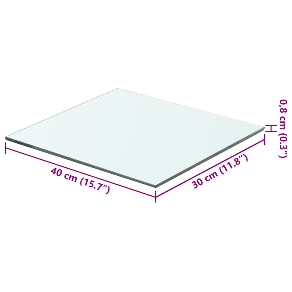 hylder 2 stk. glaspanel 40 x 30 cm klar