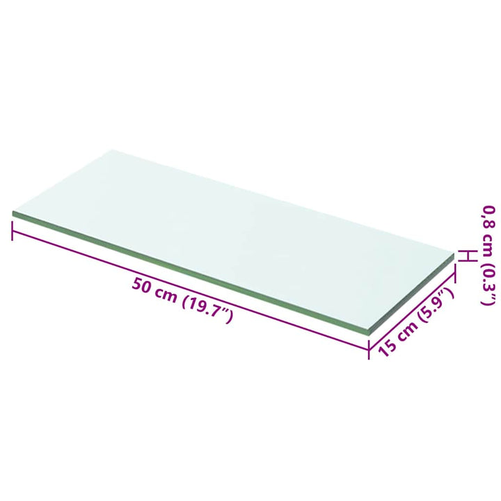 hylder 2 stk. glaspanel 50 x 15 cm klar