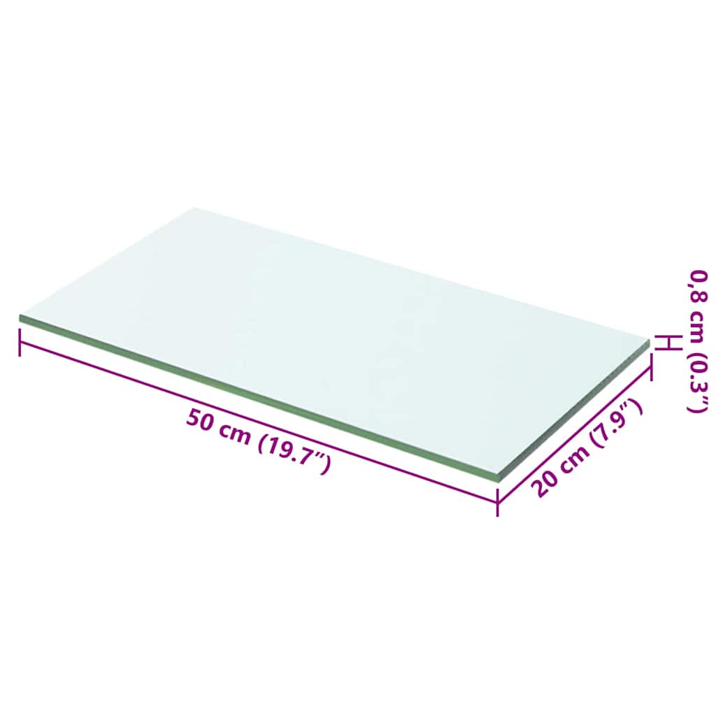 hylder 2 stk. glaspanel 50 x 20 cm klar