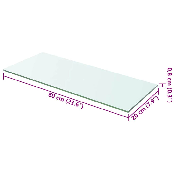 hylder 2 stk. glaspanel 60 x 20 cm klar