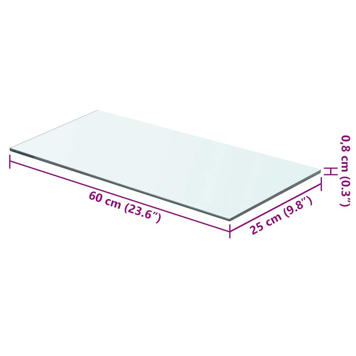 hylder 2 stk. glaspanel 60 x 25 cm klar