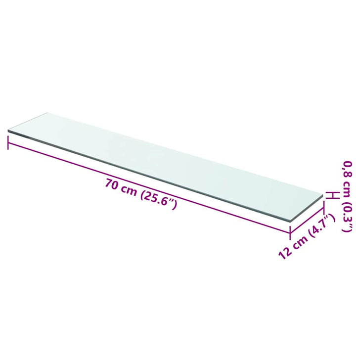 hylder 2 stk. glaspanel 70 x 12 cm klar