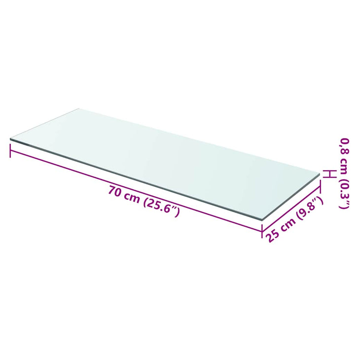 hylder 2 stk. glaspanel 70 x 25 cm klar