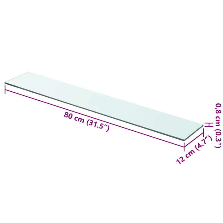 hylder 2 stk. glaspanel 80 x 12 cm klar