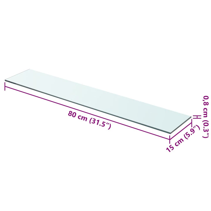 hylder 2 stk. glaspanel 80 x 15 cm klar
