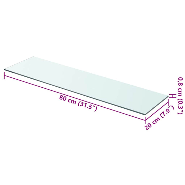 hylder 2 stk. glaspanel 80 x 20 cm klar